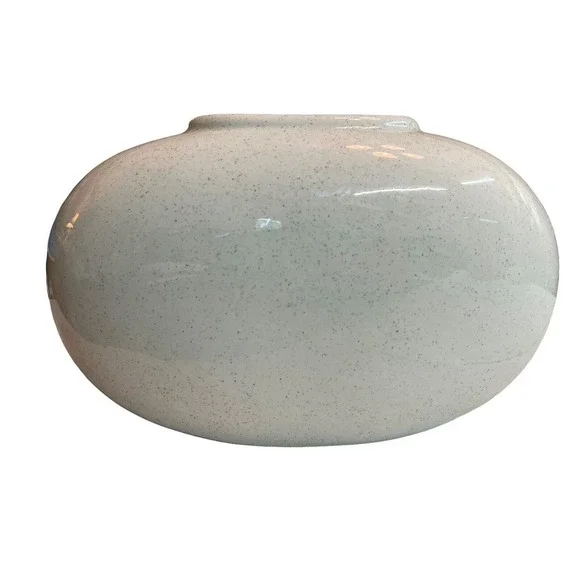 Vintage Mid Century Modern MCM Inspired Floral Speckled Oval Vase 11.5" Wide